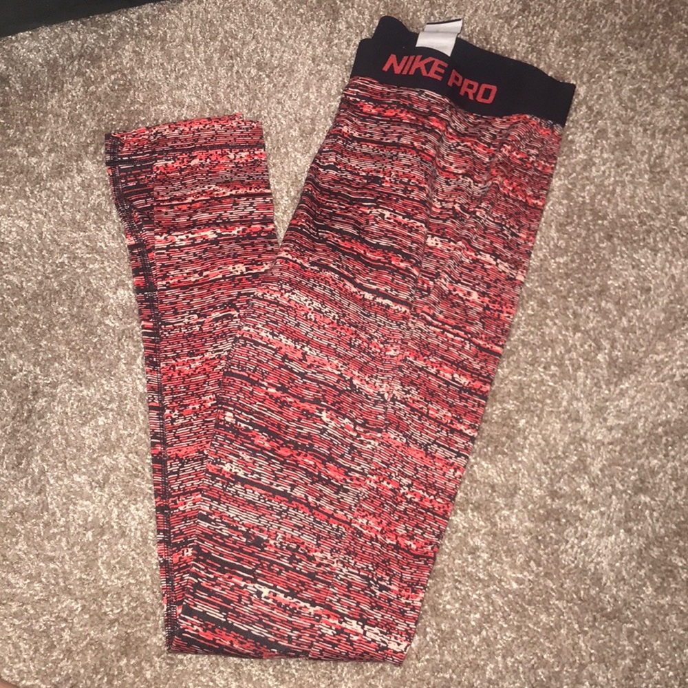 Nike fleece red pattern leggings